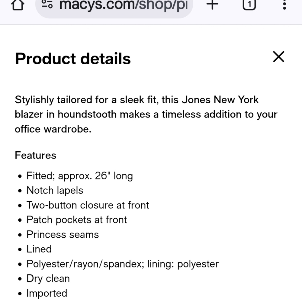 JONES NEW YORK Black White and Blue Houndstooth Blazer Size XL - Picture 10 of 12